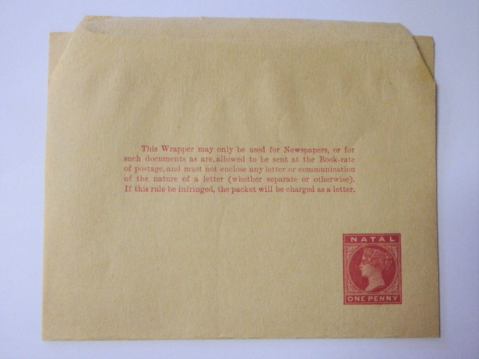 Newspaper wrapper with Natal one penny stamp printed - Unused