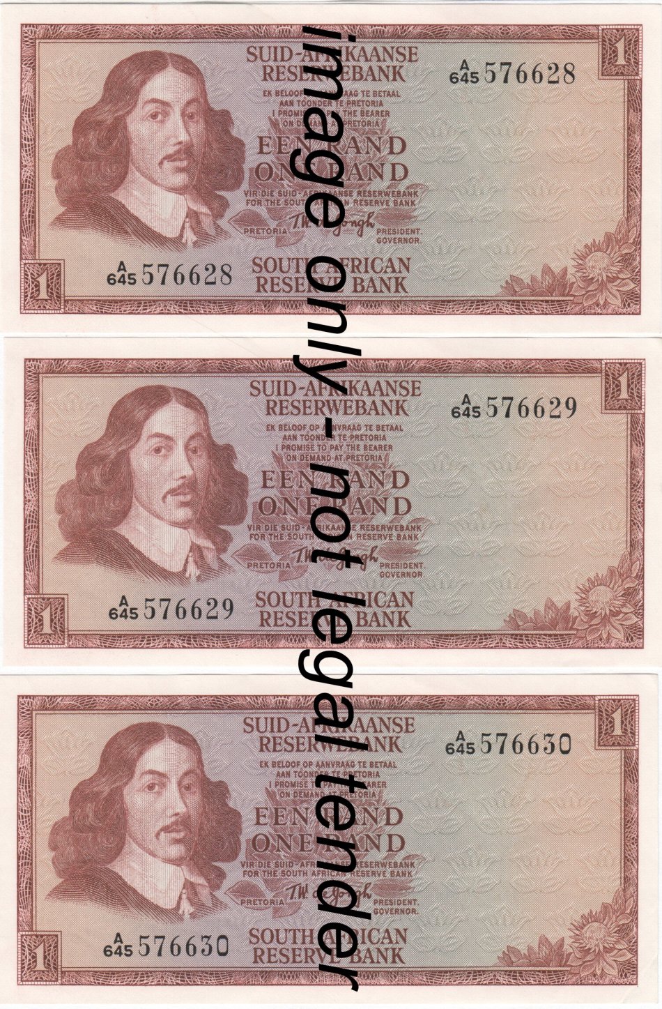 TW de Jongh First issue 1972 R1 uncirculated -  Lot of 3 consecutive numbered notes