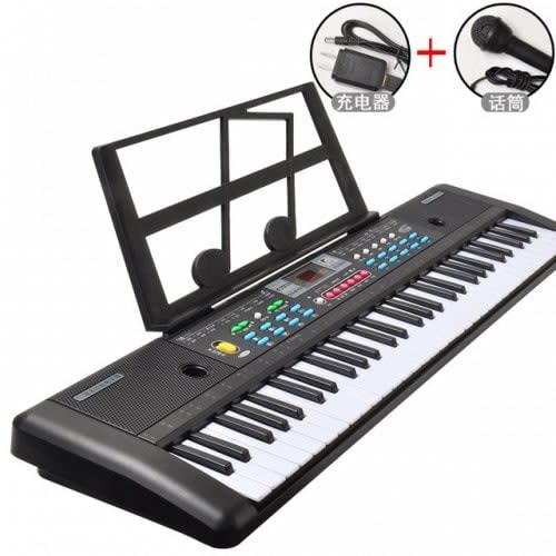 Music - 76CM Keyboard 61-key Microphone With Piano Spectrum Shelf Black