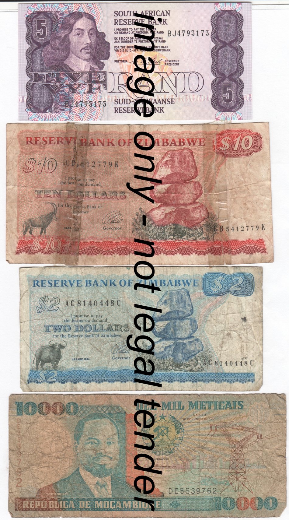 Lot of 10 World banknotes