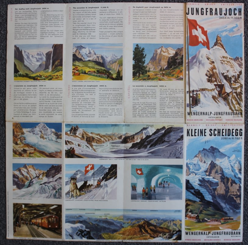 Maps - Vintage Panorama Folded Map of Jungfraujoch Peak Switzerland for ...