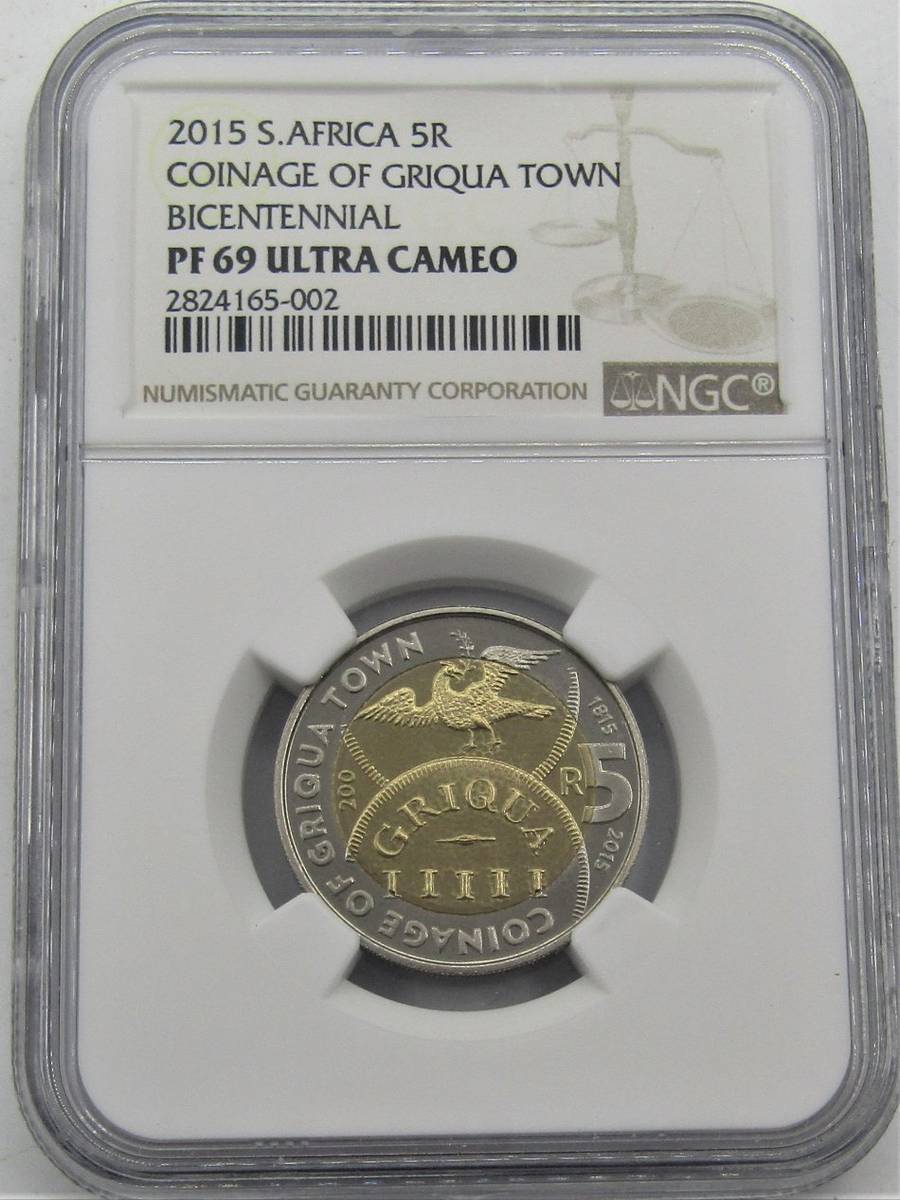 Five Rand - 2015 R5 Coinage of Griqua Town Bicentennial NGC graded PF69 ...