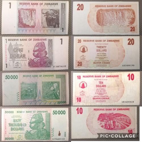 9 X Zimbabwe Currency Notes Collection 9 X Zimbabwe Currency Notes Collection