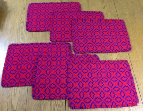 Place Mats Table Place Mats X 6 Material Cloth Bright Red Dark