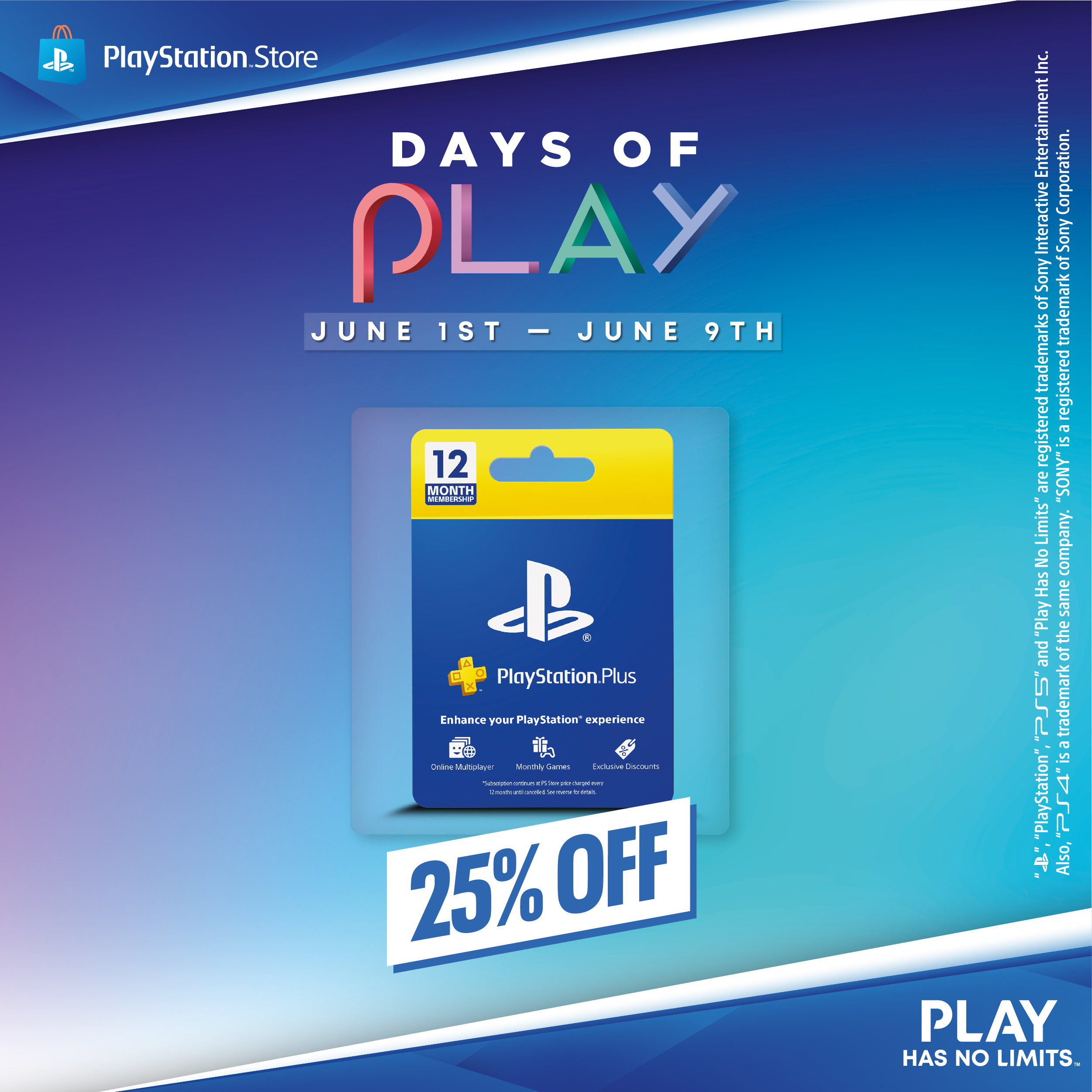 PlayStation Plus:25% Off 12 Month Promo