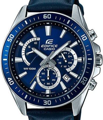 casio edifice blue leather strap watch