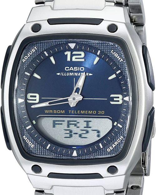 casio world time telememo black combi watch
