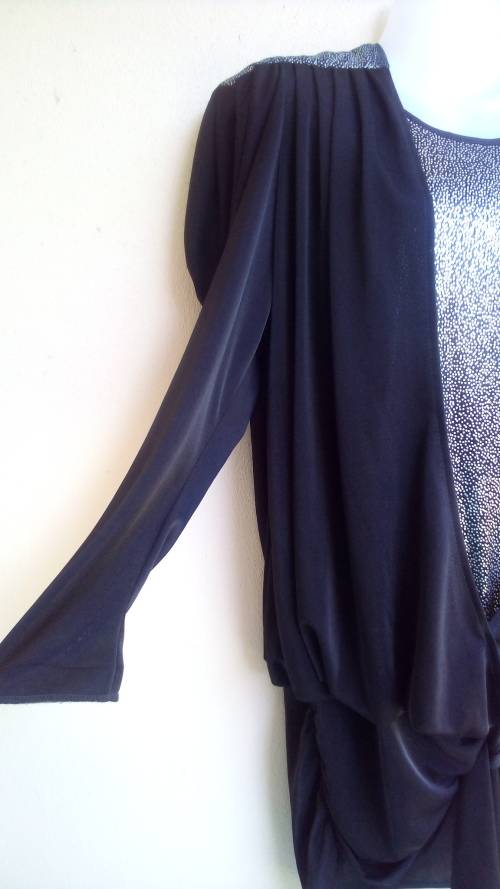 Formal Dresses Dramatic Black And Silver Evening Dress/ Top by