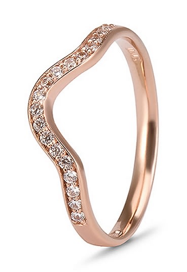 Wedding Rings - 9k / 9ct rose gold curved BAND: simulated diamonds ...