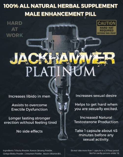 Other Supplements & Nutrition JackHammer Platinum Male Enhancement Pill Box of 24 Capsules